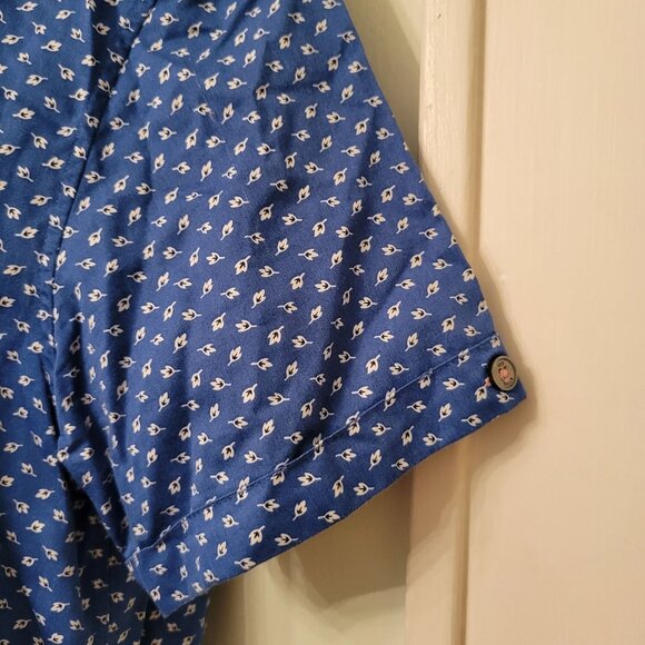 Ted Baker Blue White Ditzy Print Short Sleeve Button Up Shirt Blouse‎ 2 - Picture 6 of 8